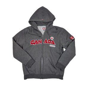 Snowcap Canada Hoodie Unisex Adult Gray Sweatshirt Zip Up Fleece Lined Large